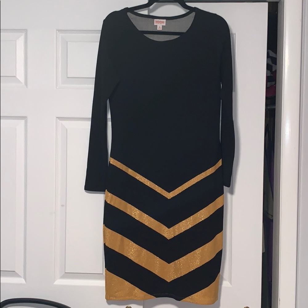 Lularoe Debbie dress black gold medium